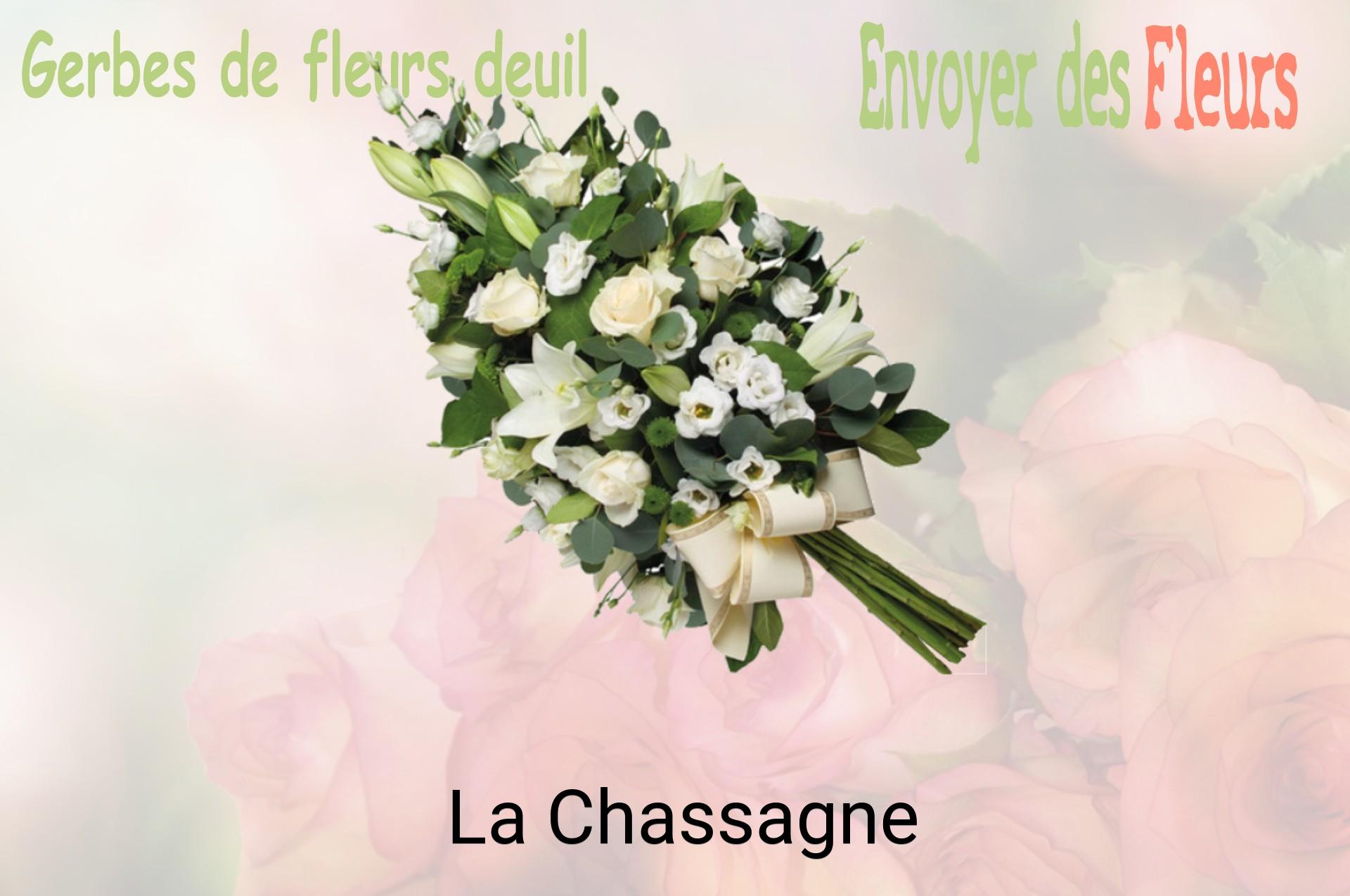 Gerbe de fleurs de deuil livrée à La Chassagne